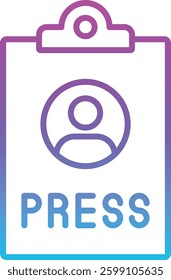 Press Pass vector icon. Can be used for printing, mobile and web applications.