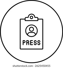 Icono de Vector del pase de Prensa. Se puede utilizar para aplicaciones de impresión, móviles y de Web.