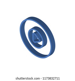 Press play button isometric left top view 3D icon