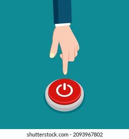 Press the power button. Power on and off concept