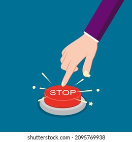 Press the red stop button. Stop concept. vector