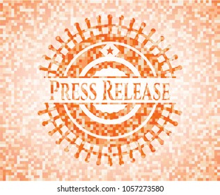                  Press Release Abstract Orange Mosaic Emblem