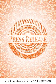 Press Release Abstract Orange Mosaic Emblem With Background