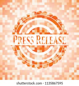 Press Release Abstract Orange Mosaic Emblem With Background