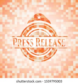 Press Release Abstract Orange Mosaic Emblem With Background