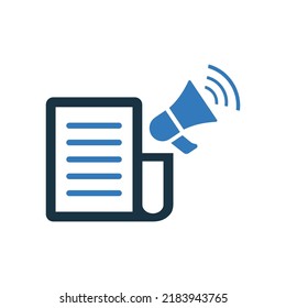Press, release, ad, broadcast icon. Simple editable vector graphics.