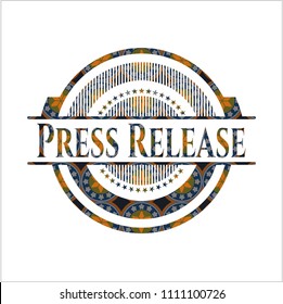 Press Release arabic badge background. Arabesque decoration.