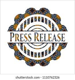  Press Release arabic emblem background. Arabesque decoration.