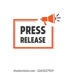 Press release. Badge icon megaphone. Vector template advertising design.