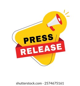 Press release banner, announcement lettering modern design. vector.