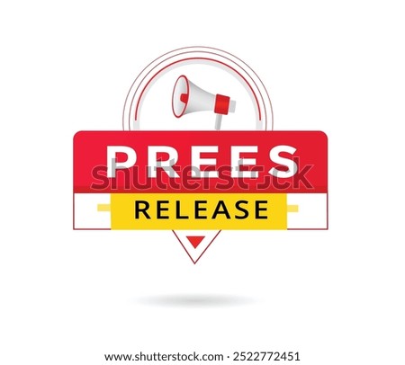 Press release banner vector graphic element. Advertising symbol.