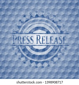 Press Release Blue Badge With Geometric Pattern. Vector Illustration. Detailed.