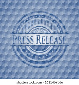 Press Release Blue Badge With Geometric Pattern Background. Vector Illustration. Detailed.