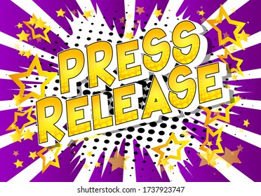 Press Release - Comic book style word on abstract background.