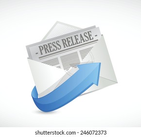 Press Release Email Illustration Design Over A White Background