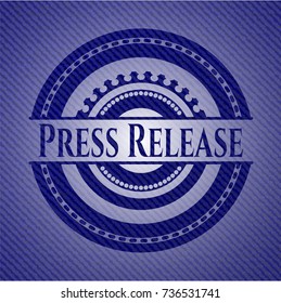 Press Release emblem with jean background