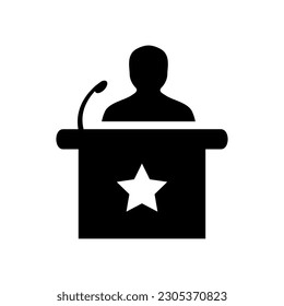 Icono negro plano de la nota de prensa Isolación sobre el vector de fondo blanco Ilustración | Iconos de Seo