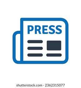 Icono azul plano de la nota de prensa Isolación sobre el vector de fondo blanco Ilustración | Iconos de Seo