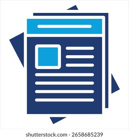 Prensa Autorización plana azul icono Ilustración vectorial