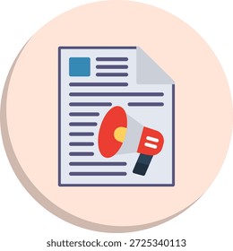 Ícone de Estilo de Círculo Plano de Comunicado à Imprensa