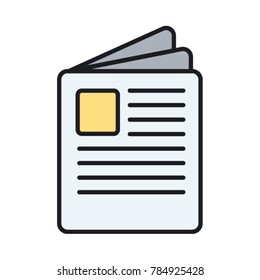 Press Release Flat Icon. Vector Illustration Of Newsletter, Newspaper, Magazine, Company Profile, Media Kit, Brand Guidelines, Script, Copywriting, Essay, Book, Article Concept.