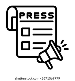 Prensa Autorización Icon Line Style Ilustración vectorial