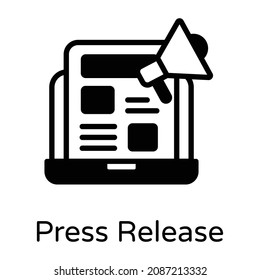 Press release icon, paper with megaphone 