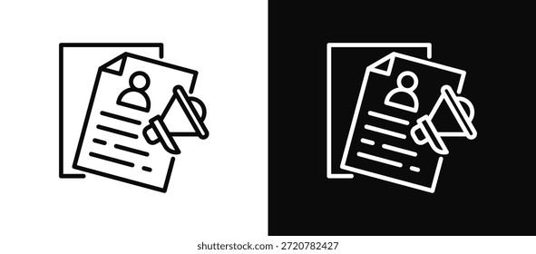 Conjunto de iconos de Autorización de Prensa en blanco y negro