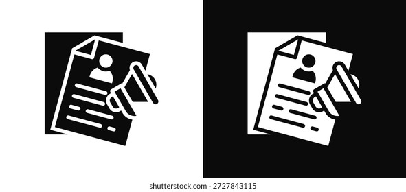 Conjunto de iconos de Autorización de Prensa en blanco y negro