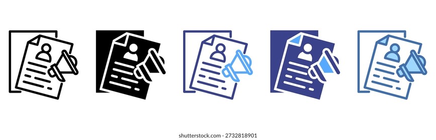 Press Release icon set multiple style collection