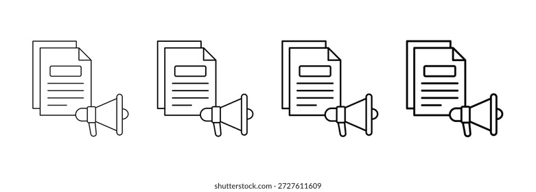 Vector de los iconos de la Autorización de la Prensa fijado en diverso estilo de la línea del movimiento