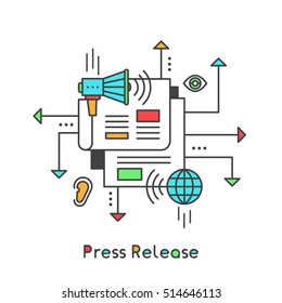 Press Release, News And Advertisement Icon Style Vector Illustration