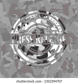 Press Release on grey camouflage texture