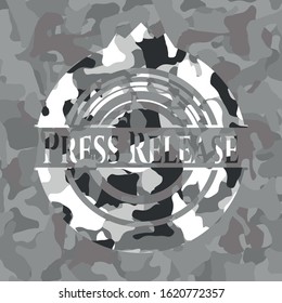 Press Release on grey camouflage texture