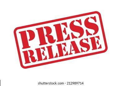 PRESS RELEASE red Rubber Stamp vector over a white background.