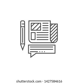 Press Release Related Vector Thin Line Icon. Isolated On White Background. Editable Stroke. Vector Illustration.