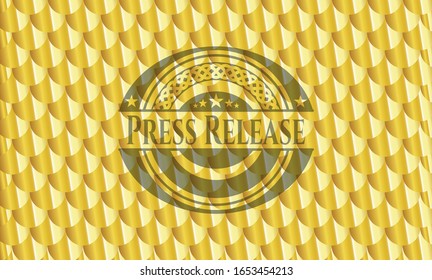 Press Release Shiny Golden Emblem. Scales Pattern. Vector Illustration. Detailed.