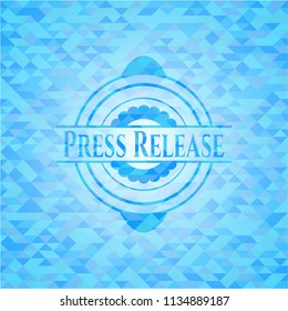 Press Release sky blue emblem with mosaic background