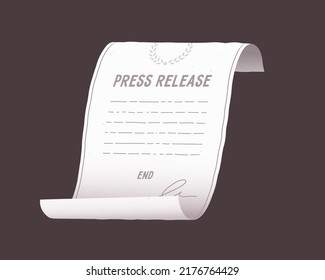 Press Release Template On Paper. Vector Illustration Of A State Document.