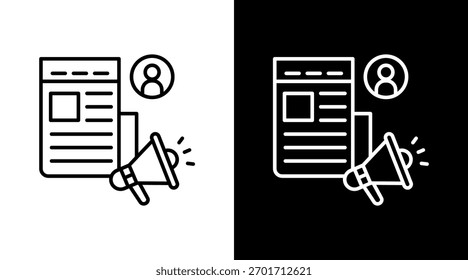 Diseño de conjunto de iconos blancos de Autorización de Prensa