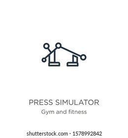 Press simulator icon. Thin linear press simulator outline icon isolated on white background from gym and fitness collection. Line vector sign, symbol for web and mobile
