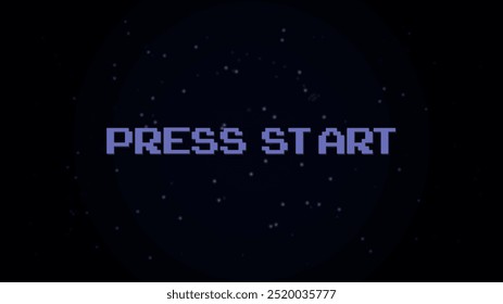 PRESS START galaxy background.pixel art .8 bit game.retro game. para os recursos do jogo em ilustrações vetoriais.	