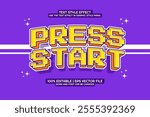 Press Start Game Editable text Effect 3D Cartoon style