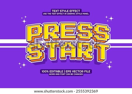 Press Start Game Editable text Effect 3D Cartoon style