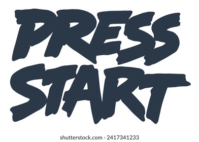 Presione el elemento de grabación inicial monocromo con texto gamer llamando para comenzar la partida o iniciar la ilustración vectorial de nuevo nivel