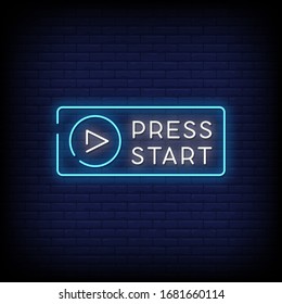 Press Start Neon Signs Style Text Vector