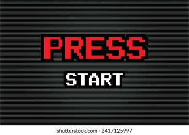 PRESS START. pixel art .8 bit game. retro game. for game assets in vector illustrations.	