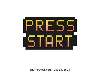 PRESS START. Pixel Art. 8 Bit Spiel. Retro-Spiel. für Spielelemente in Vektorgrafiken auf weißem Hintergrund.