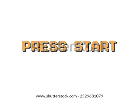 PRESS START. pixel art .8 bit game. retro game. for game assets. on white background.