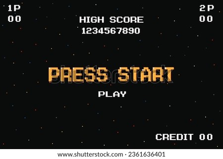 PRESS START PLAY . pixel art .8 bit game. retro game. for game assets in vector illustrations.